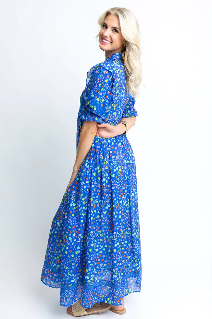 Summer Floral Puff Sleeve Maxi Dress