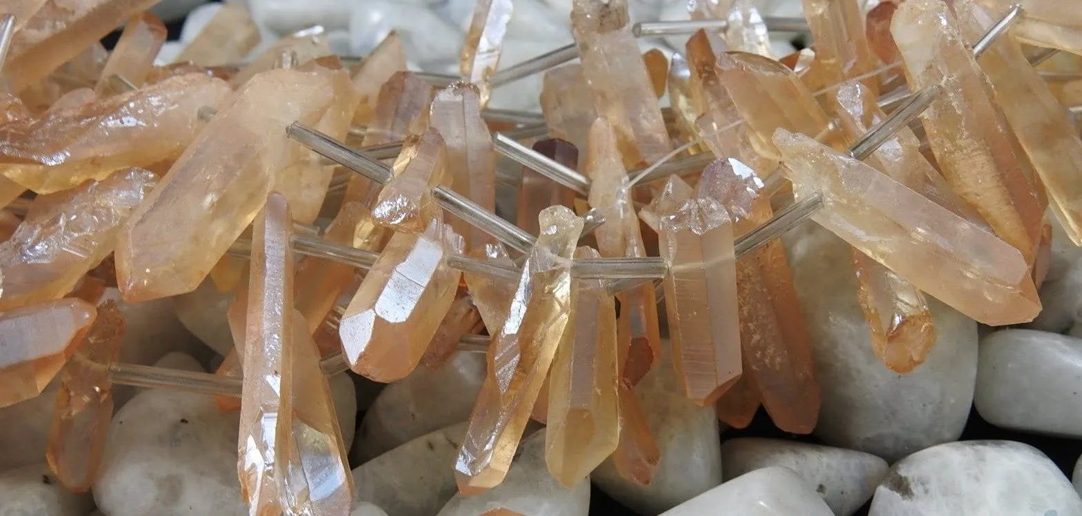 Tangerine Aura Quartz Natural Drilled Strand