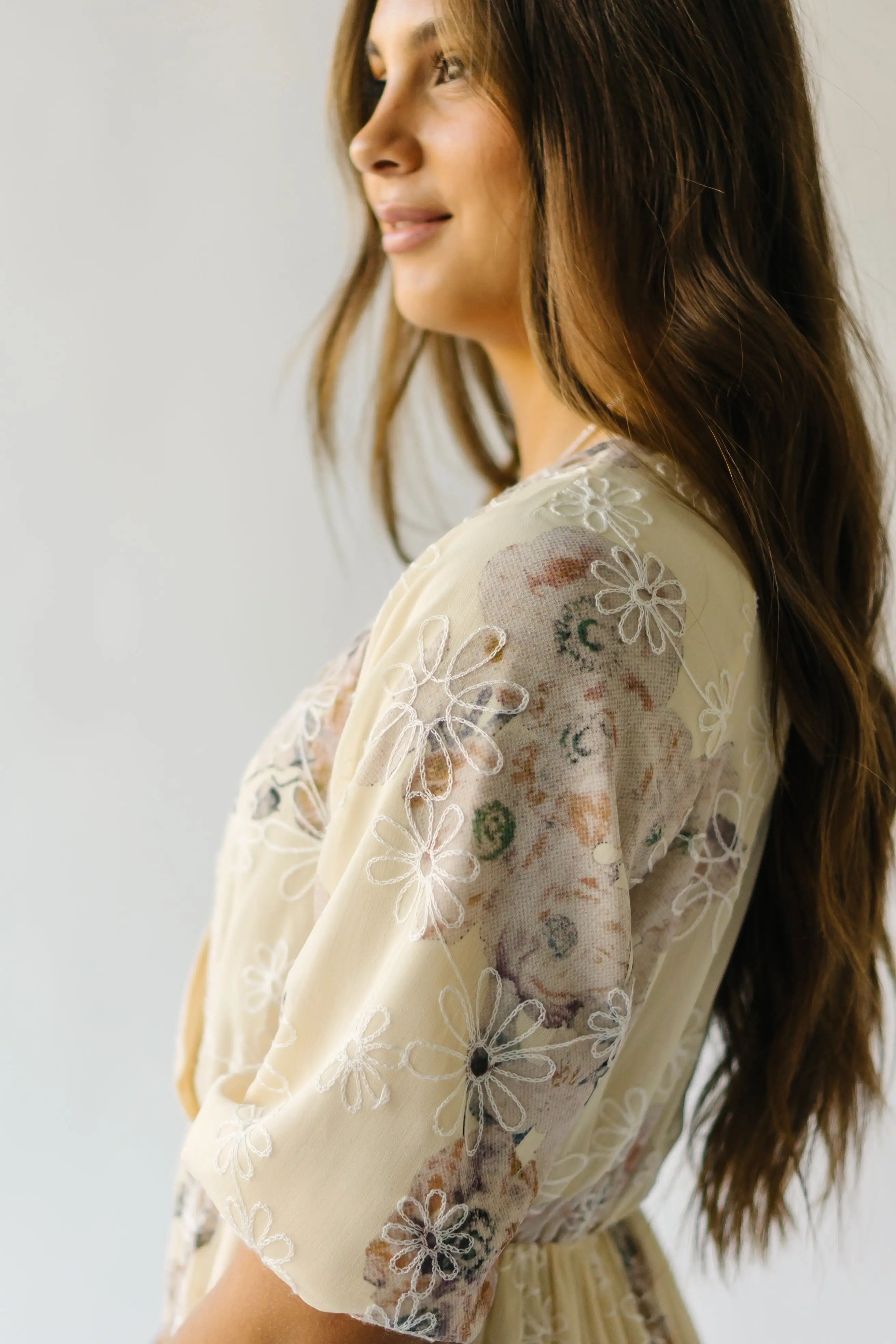 The Brevort Watercolor Floral Dress in Cream Multi