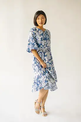 The Guzman Textured Floral Dress in Blue