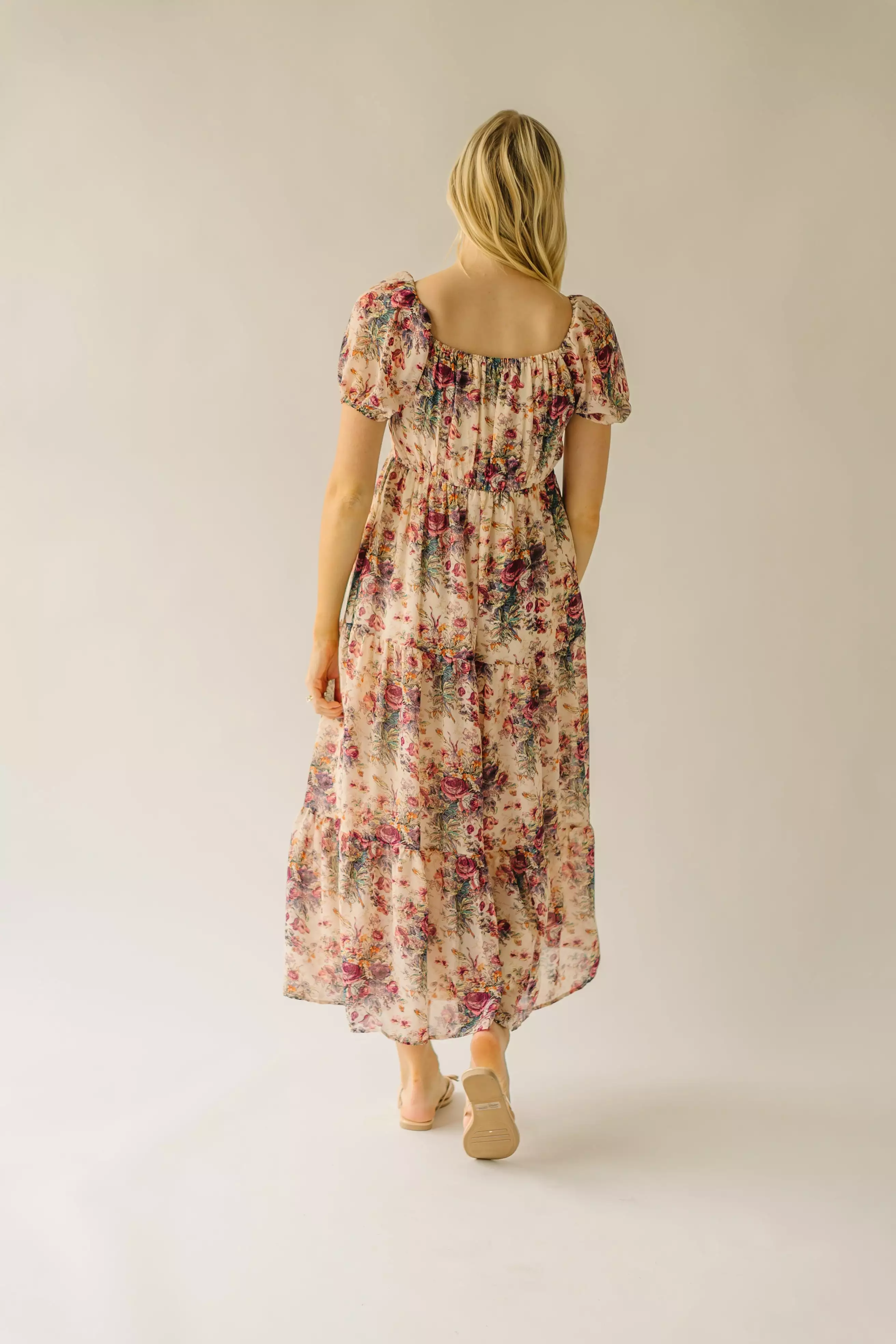 The Stratford Chiffon Floral Dress in Cream Multi