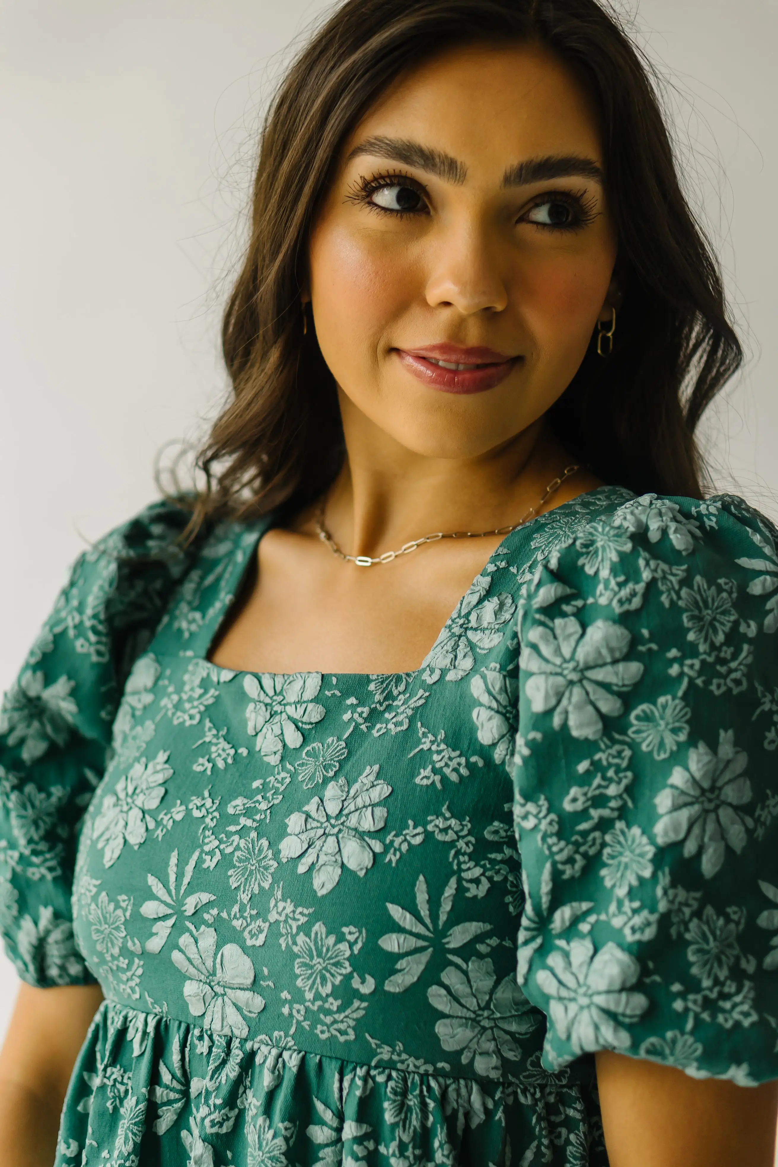 The Twain Square Neck Floral Dress in Green