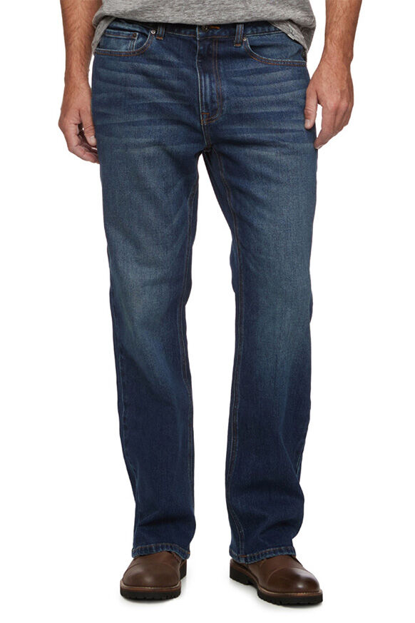 Threadgrit Men's Lucas Relaxed Bootcut Jean in Dark Wash