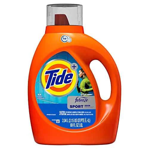 Tide Plus Febreze Fresh Sport Odor Defense HE Turbo Clean Liquid Laundry Detergent, Active Fresh Scent, 69 Fl Oz (44 Loads)