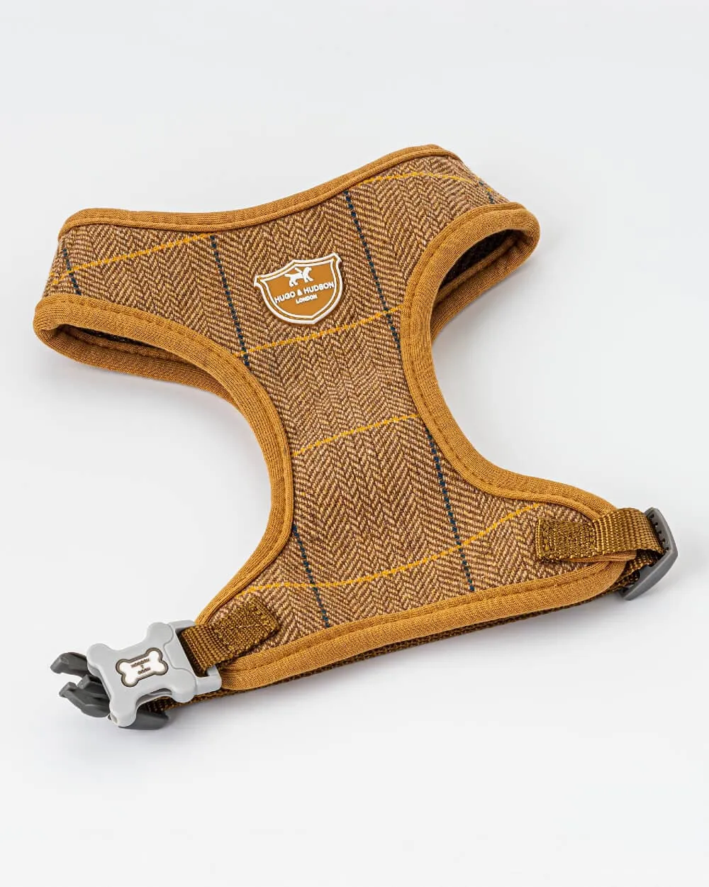 Tweed Dog Harness - Caramel Checked Herringbone