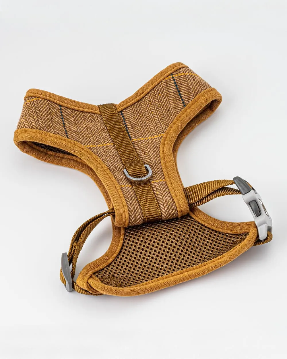 Tweed Dog Harness - Caramel Checked Herringbone