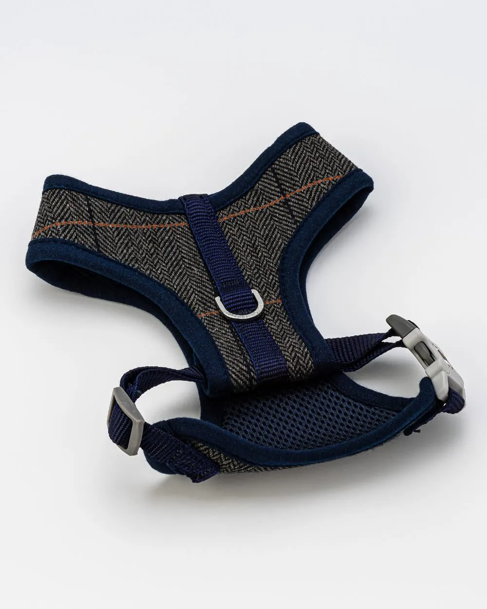 Tweed Dog Harness - Grey Checked Herringbone