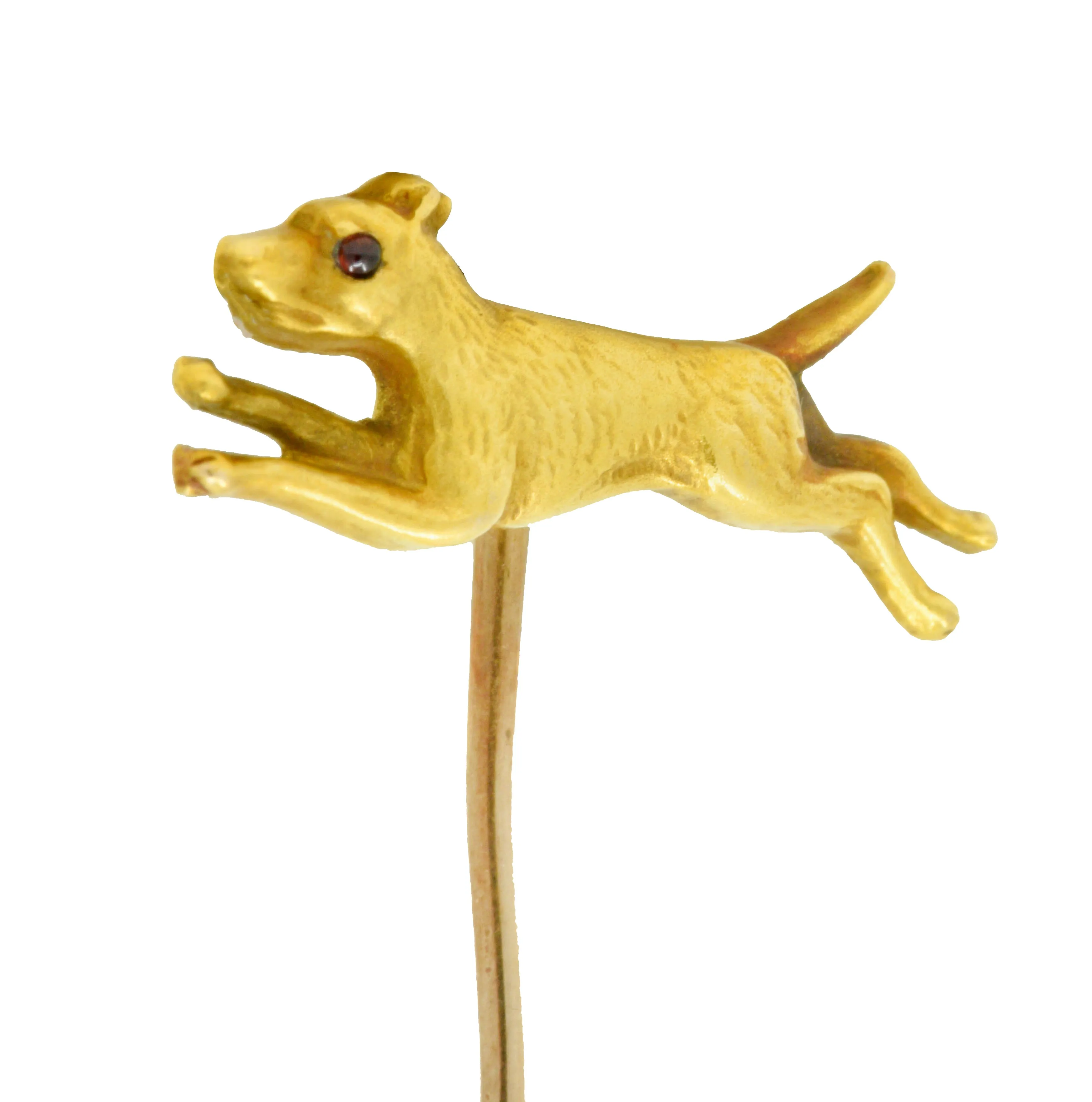 Victorian 14 Karat Gold Dog Stickpin Circa 1900