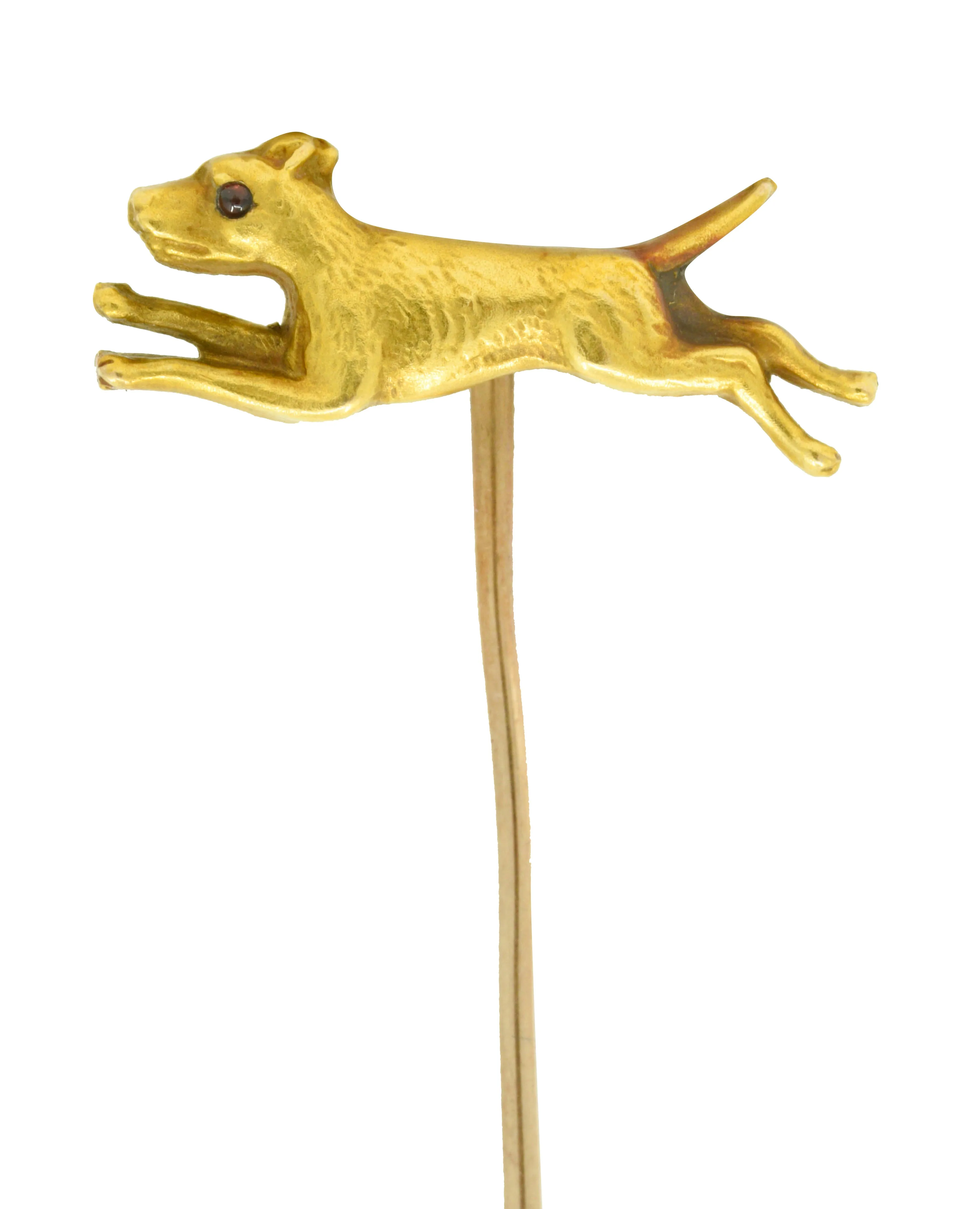 Victorian 14 Karat Gold Dog Stickpin Circa 1900