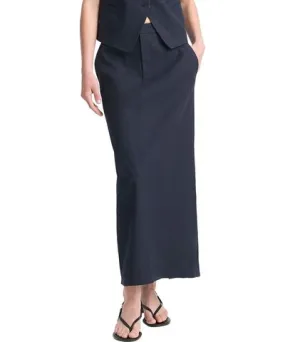 Vince Mid Rise Linen-Blend Maxi Skirt