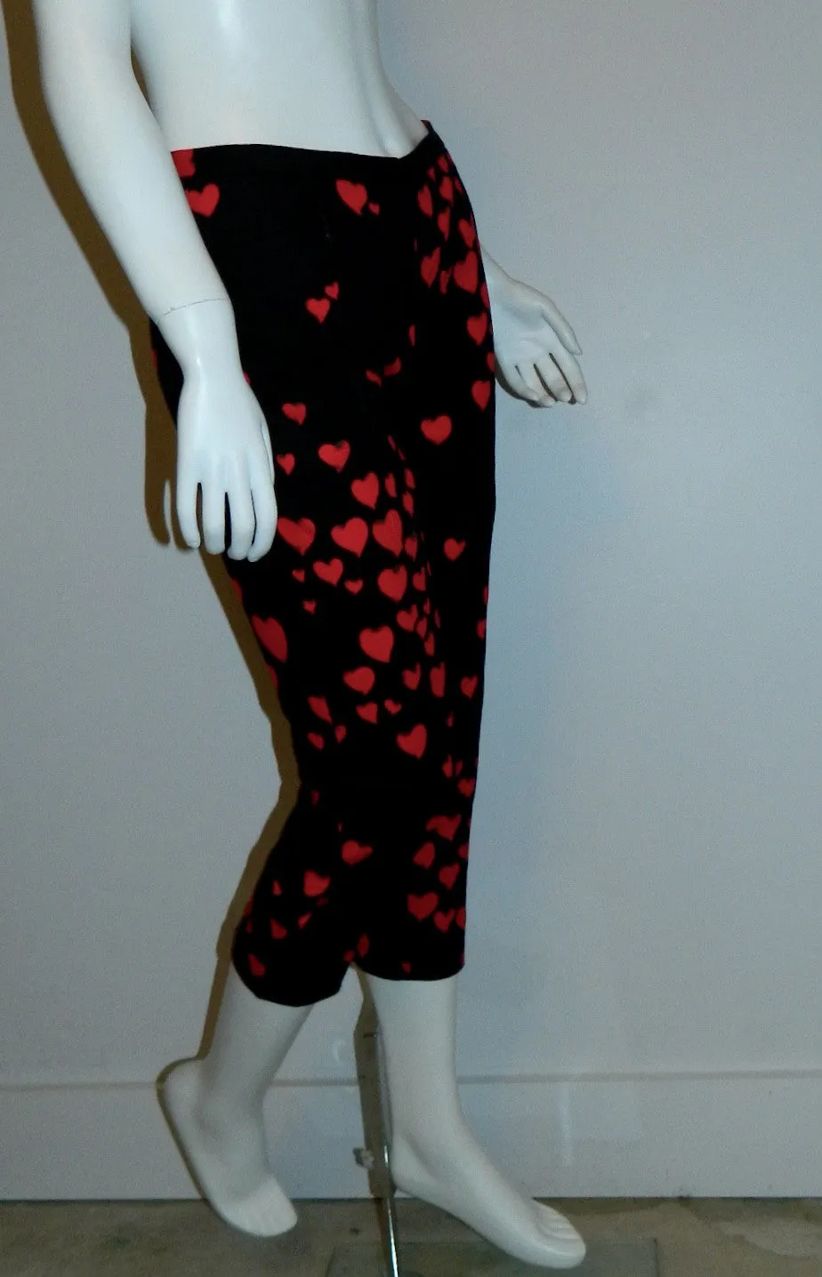 vintage 1990s MOSCHINO pants black heart print capris US XS