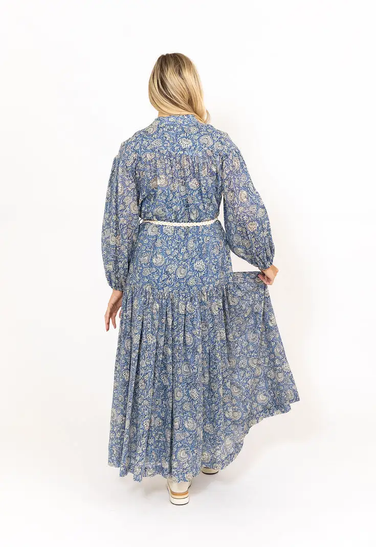 Vintage Floral Button Maxi Dress