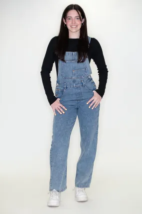 Washed Denim Overalls