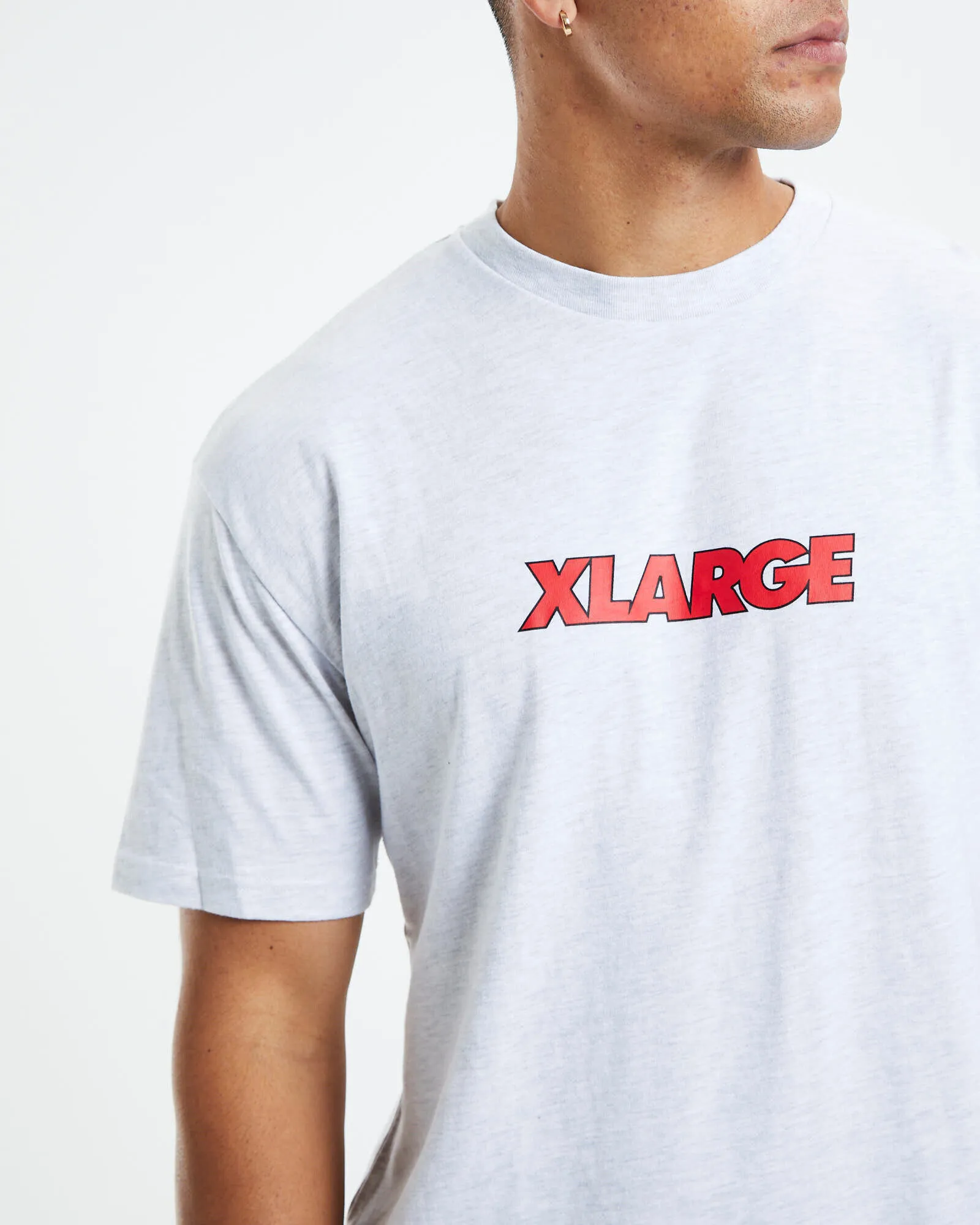 X Large Text Logo T-Shirt Snow Marle Grey